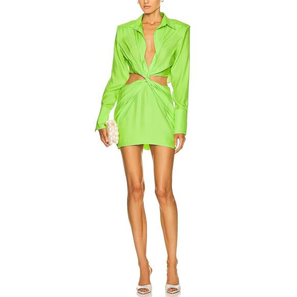Gauge81 Satin Green Tokai Mini Dress Size XS